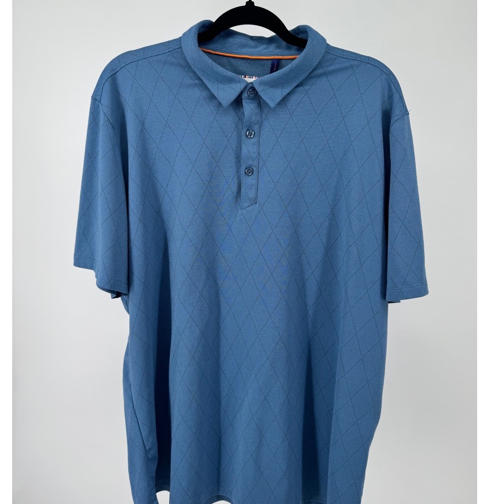 Modern Ambition Mens XL Blue Diamond Textured Technical Polo Shirt
